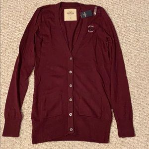 NWT!! Hollister Maroon Cardigan.